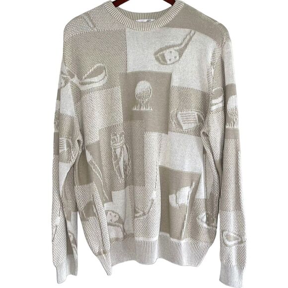 Cypress Links Golf Clubs Sweater Mens XL Top Raised Knit Long Sleeve Tan Neutral - Picture 1 of 9
